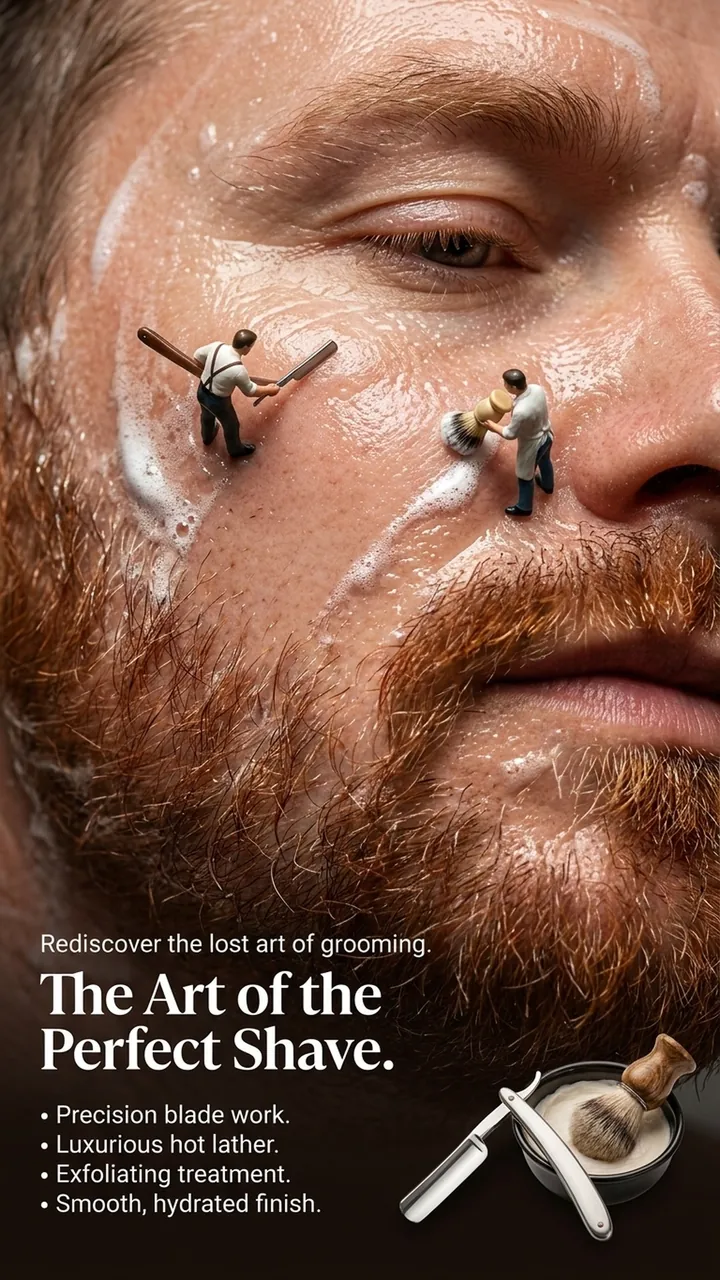 The art of the perfect shave: precision blade work, hot lather, exfoliating treatment and a smooth finish
