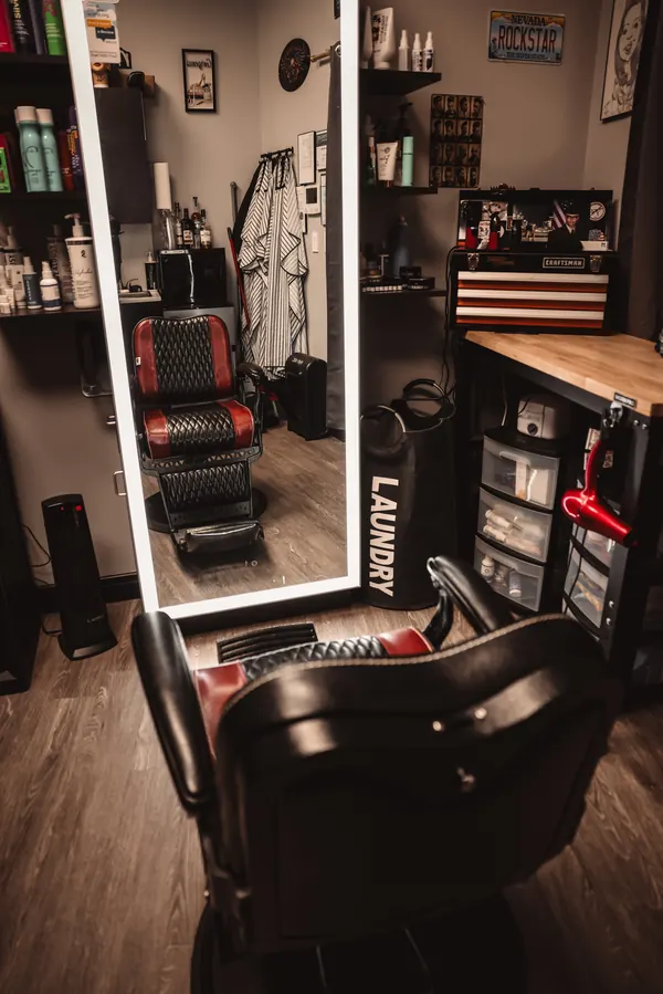 Wide view inside the RockStar Barber studio