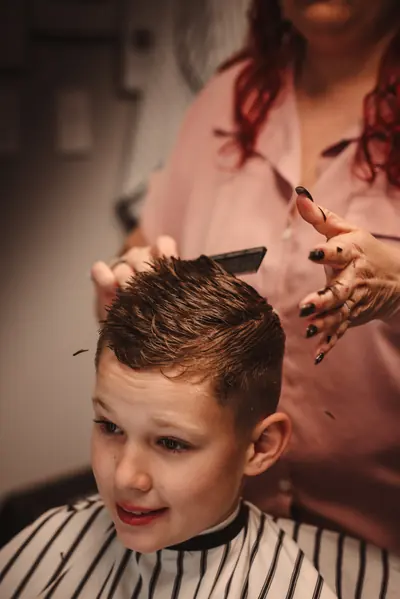 Boy with a freshly styled spiky cut