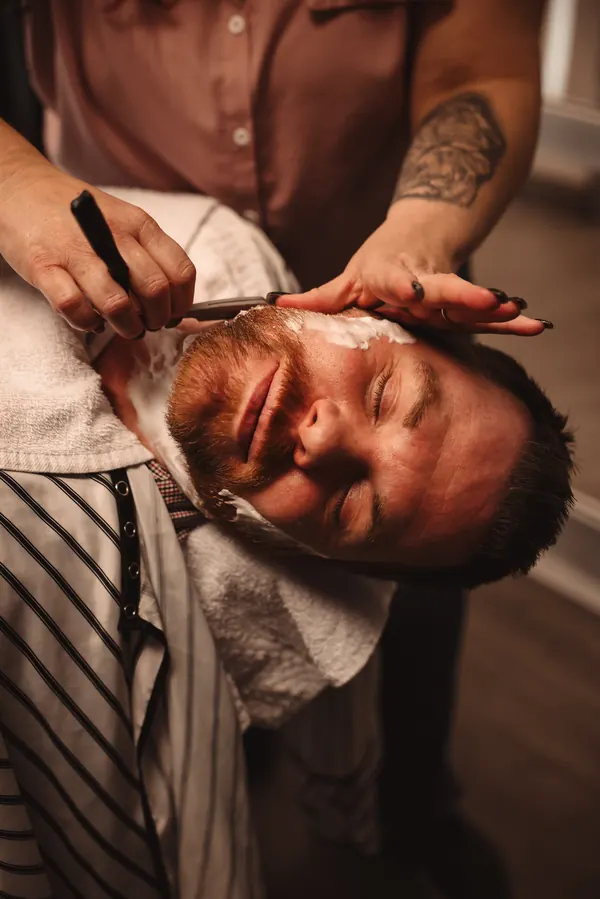 Straight razor beard shave with hot lather at RockStar Barber